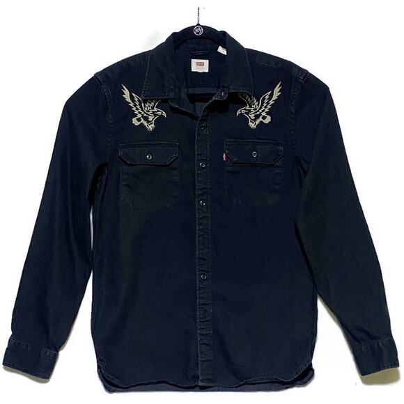 Levi's Other - Levi's Embroidered Eagles Shirt Mens Size Medium Black Long Sleeve Button Up